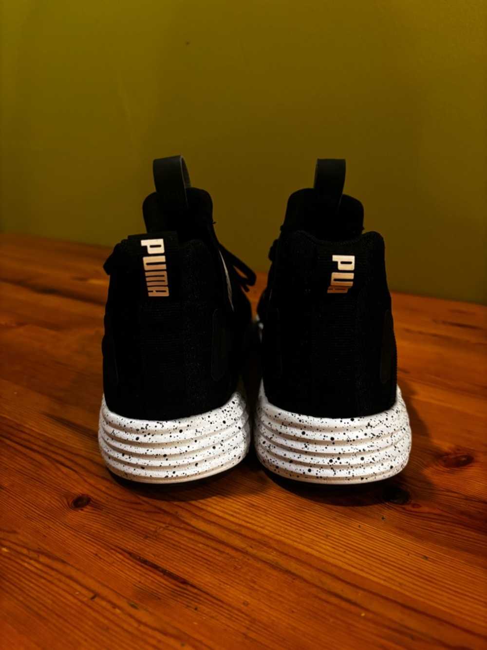 Puma Black Knit High-Top Sneakers with Speckled White Sole0931 - Picture 3 of 10
